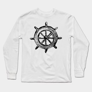 Old fashioned nautical ship steering wheel Long Sleeve T-Shirt